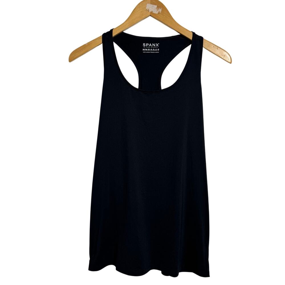 SPANX Transformation Tank Women M Black Racerback Side Zip Activewear Stretch